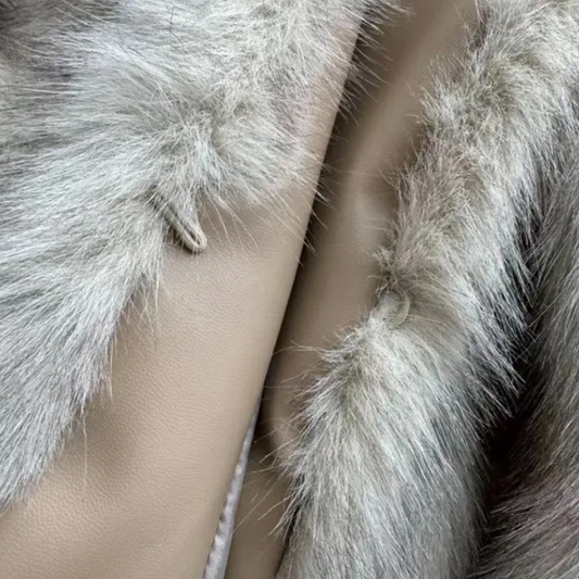 Faux Fur Coat Soft Fur Collar Wide Cuff Matching Sweater Jeans Design Autumn Winter Clothing - Iyanka