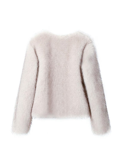 Faux Fur Coat Soft Fur Collar Wide Cuff Matching Sweater Jeans Design Autumn Winter Clothing - Iyanka