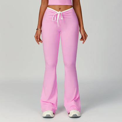 Contrast Color Binding Bell Bottom Pants Yoga Fitness Exercise Bootcut Trousers High Waist Slim Flare Pants Bell-Bottom Pants Women - Iyanka