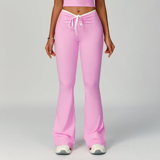 Contrast Color Binding Bell Bottom Pants Yoga Fitness Exercise Bootcut Trousers High Waist Slim Flare Pants Bell-Bottom Pants Women - Iyanka