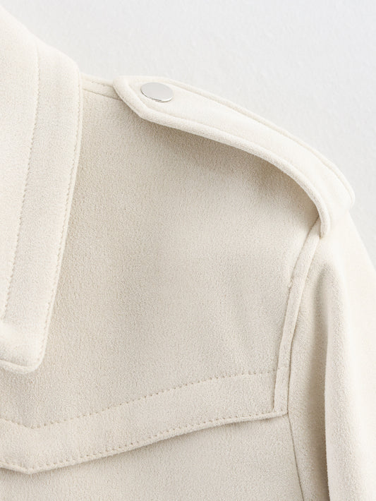 Women Clothing Autumn Collared Long Sleeve Pocket Decoration Design Jacket Varsity Jacket Women - Iyanka