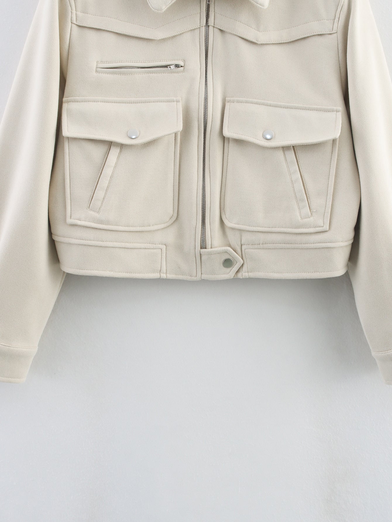 Women Clothing Autumn Collared Long Sleeve Pocket Decoration Design Jacket Varsity Jacket Women - Iyanka