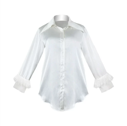 Sexy Boyfriend Shirt Pajamas Women Sexy Ice Silk Home Wear White Shirt Temptation Nightdress - Iyanka