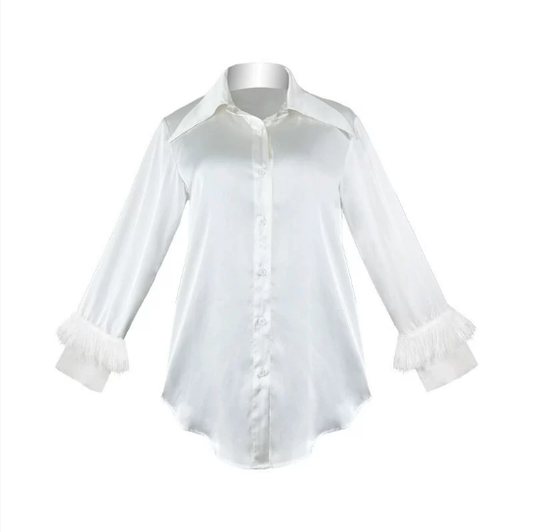 Sexy Boyfriend Shirt Pajamas Women Sexy Ice Silk Home Wear White Shirt Temptation Nightdress - Iyanka