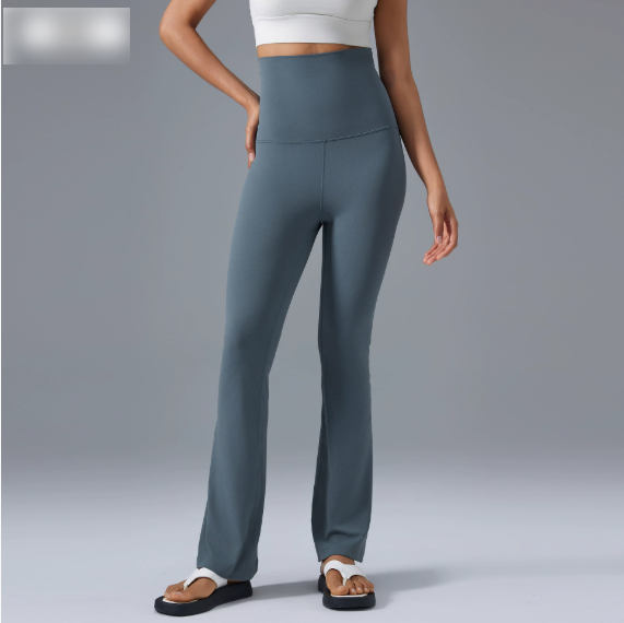 High Waist Hip Lift Micro Pull Yoga Pants Foldable Waist Head Bell Bottom Pants Nude Feel Slimming Exercise Workout Pants - Iyanka