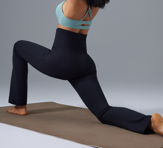 High Waist Hip Lift Micro Pull Yoga Pants Foldable Waist Head Bell Bottom Pants Nude Feel Slimming Exercise Workout Pants - Iyanka