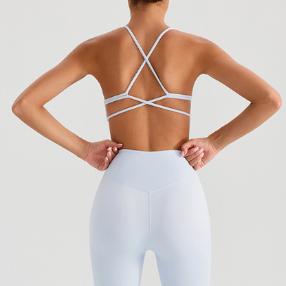 Backless Traceless Cross Strap Yoga Underwear Women Bra with Chest Pad Sports Quick Drying Chest Slimming Fitness Outerwear Bra - Iyanka