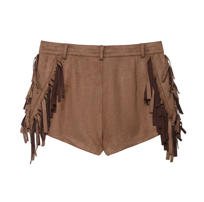 Women Clothing Fall Backless Halter Vest Tassel Shorts Two Piece Sets Women - Iyanka