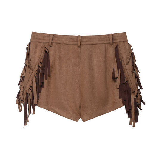 Women Clothing Fall Backless Halter Vest Tassel Shorts Two Piece Sets Women - Iyanka