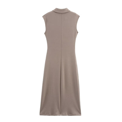 Women Clothing Summer Shirt Collar Midi Dress