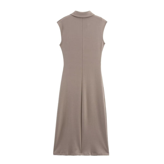Women Clothing Summer Shirt Collar Midi Dress