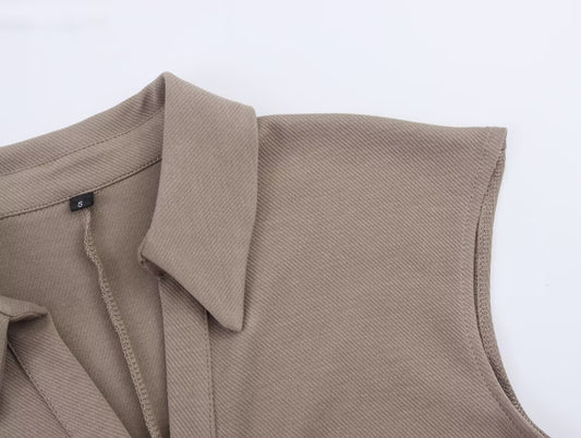 Women Clothing Summer Shirt Collar Midi Dress