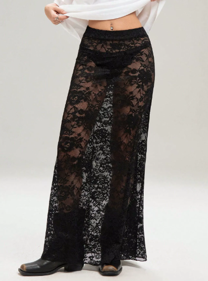 Summer Women Clothing Solid Color Slim Sheath Street High Waist Lace Skirt - Iyanka