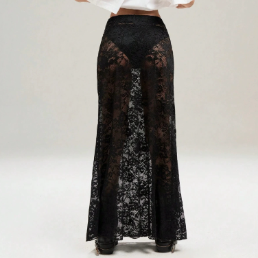 Summer Women Clothing Solid Color Slim Sheath Street High Waist Lace Skirt - Iyanka