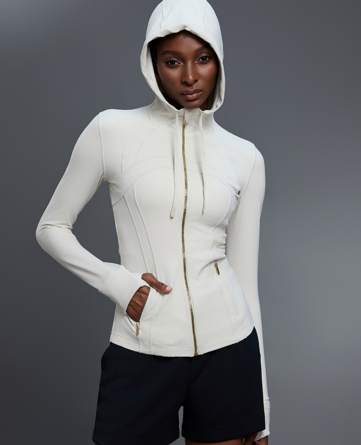 Yoga Jacket Women Slim Fit Slimming Hooded Cardigan Coat Running Sports Fitness Long Sleeved Upper Garment - Iyanka