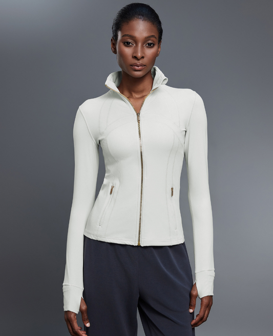 Stand Collar Zipper Yoga Clothes Coat Women Cardigan Running Sports Jacket Waist Tight Thin Fitness Clothes - Iyanka