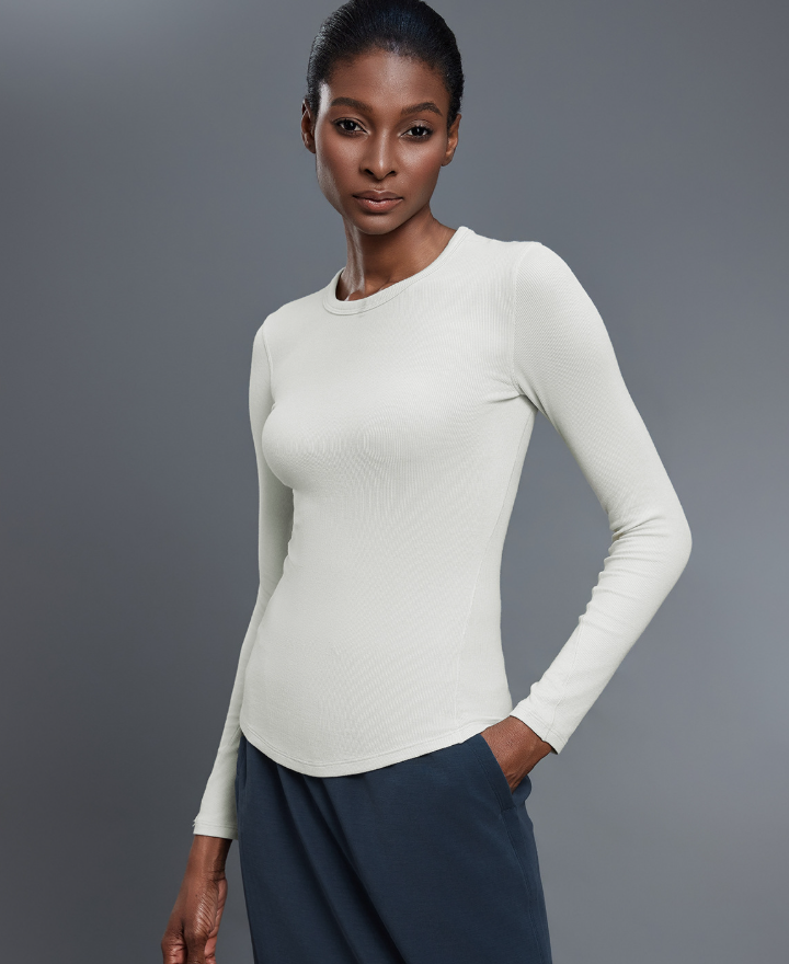 Soft Skin Friendly Sports T shirt Women Elastic Slim Fit Slimming Fitness Yoga Wear Long Sleeved Top - Iyanka
