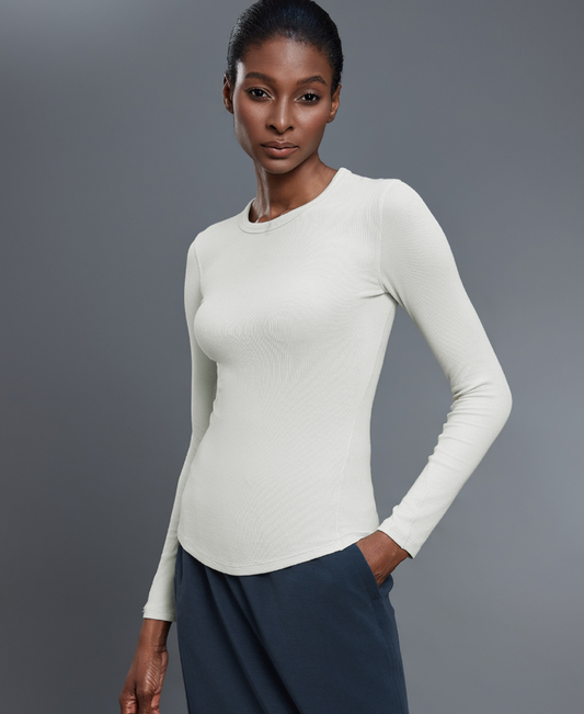 Soft Skin Friendly Sports T shirt Women Elastic Slim Fit Slimming Fitness Yoga Wear Long Sleeved Top - Iyanka