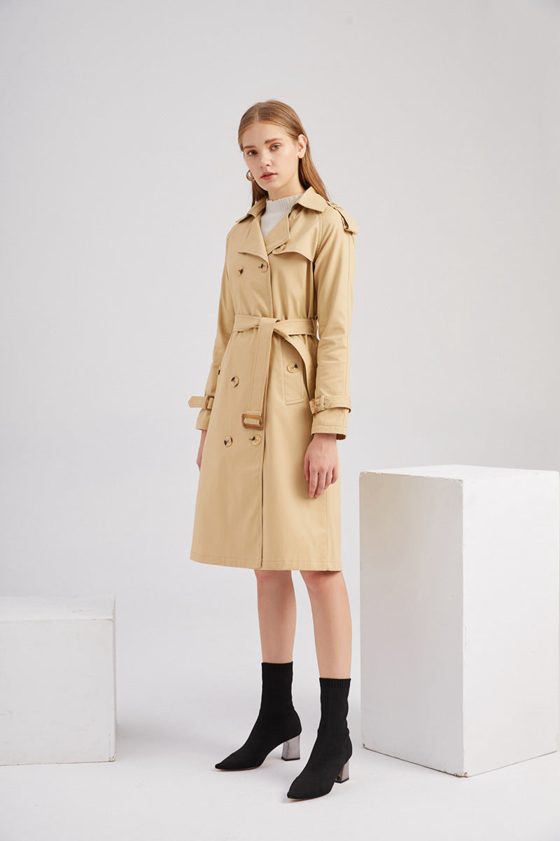 New Size Windbreaker Women Long Waist Cotton Fashionable Jacket Long Sleeve Collared Wish Delivery - Iyanka