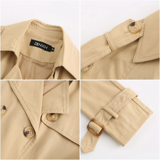 New Size Windbreaker Women Long Waist Cotton Fashionable Jacket Long Sleeve Collared Wish Delivery - Iyanka