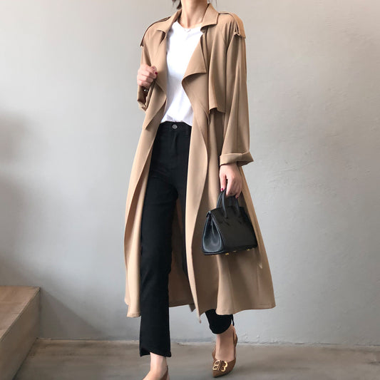 Autumn New Fashion Elegant Long Trench Coat For Women Retro British Baggy Coat Women - Iyanka