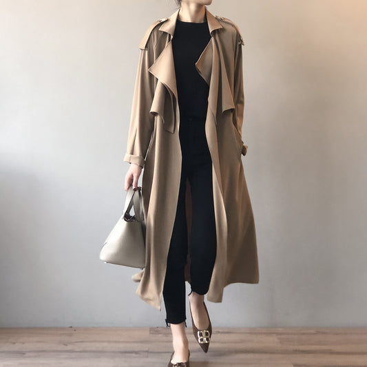 Autumn New Fashion Elegant Long Trench Coat For Women Retro British Baggy Coat Women - Iyanka