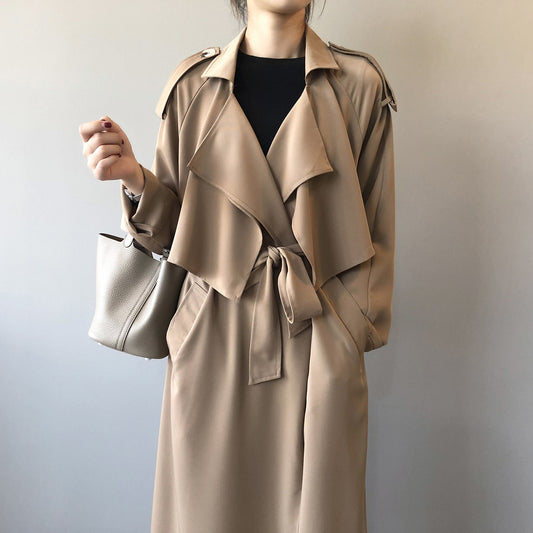 Autumn New Fashion Elegant Long Trench Coat For Women Retro British Baggy Coat Women - Iyanka