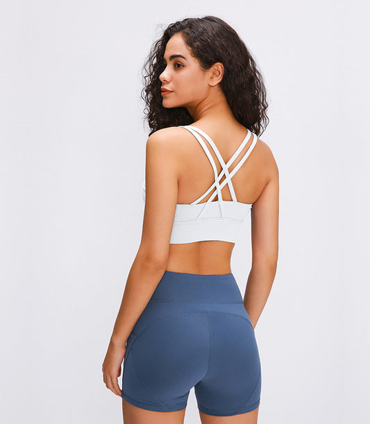 Spring Summer Classic Shockproof Sports Underwear Women Criss Cross Beauty Back Push up Running Yoga Workout Bra - Iyanka