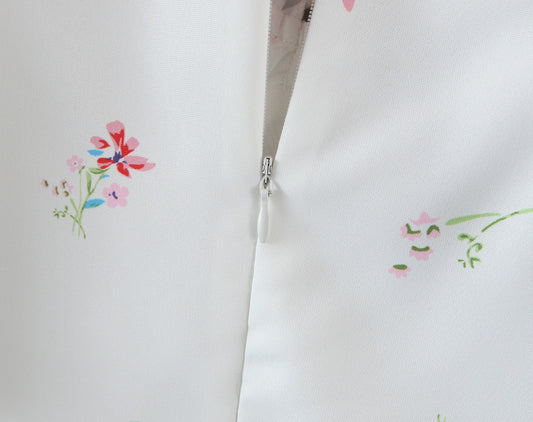 Summer Women Clothing Vintage Court French Square Collar Puff Sleeve Printing A-line Dress
