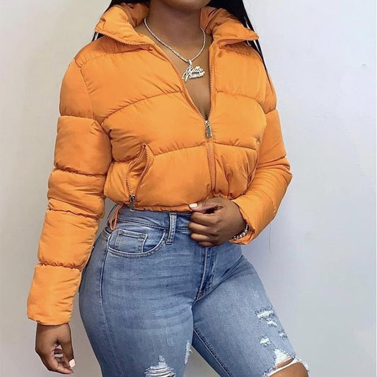 Autumn Winter Fashion New Long Sleeved Stand up Collar Thermal Bread Coat down Jacket Women Outerwear - Iyanka