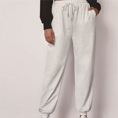 Harem Sweatpants Ins Casual Elastic Lace Solid Color Casual Trousers Sports Pants Women Ankle-tied - Iyanka