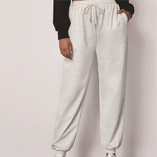 Harem Sweatpants Ins Casual Elastic Lace Solid Color Casual Trousers Sports Pants Women Ankle-tied - Iyanka