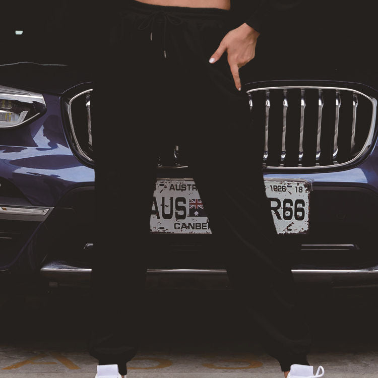 Harem Sweatpants Ins Casual Elastic Lace Solid Color Casual Trousers Sports Pants Women Ankle-tied - Iyanka