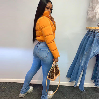 Autumn Winter Fashion New Long Sleeved Stand up Collar Thermal Bread Coat down Jacket Women Outerwear - Iyanka