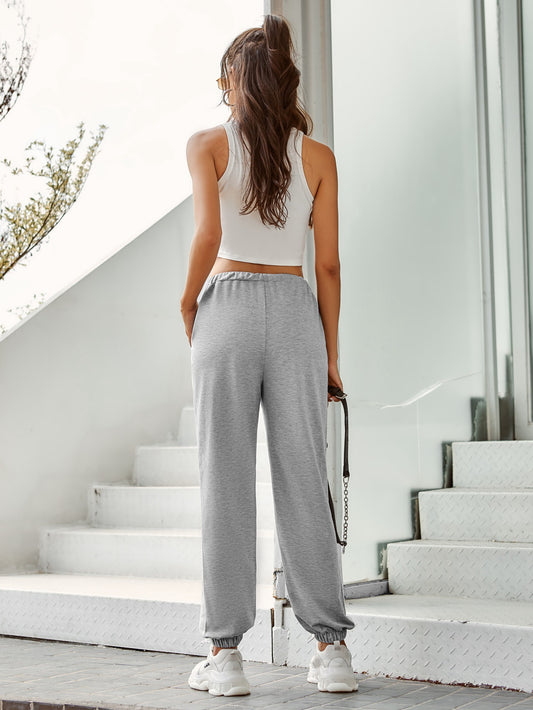Women Clothing High Waist Striped Casual Sports Pants Autumn Winter - Iyanka