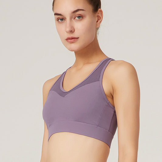 One Piece Fixed Chest Pad Sports Underwear Women Large Package Shaping Running Yoga Workout Bra Thin Cup - Iyanka