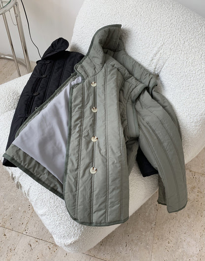 Winter Collared Cotton Padded Coat with Loop Buckle Loose Warm Comfortable Coat Women Thick - Iyanka