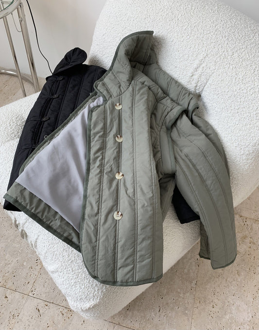 Winter Collared Cotton Padded Coat with Loop Buckle Loose Warm Comfortable Coat Women Thick - Iyanka