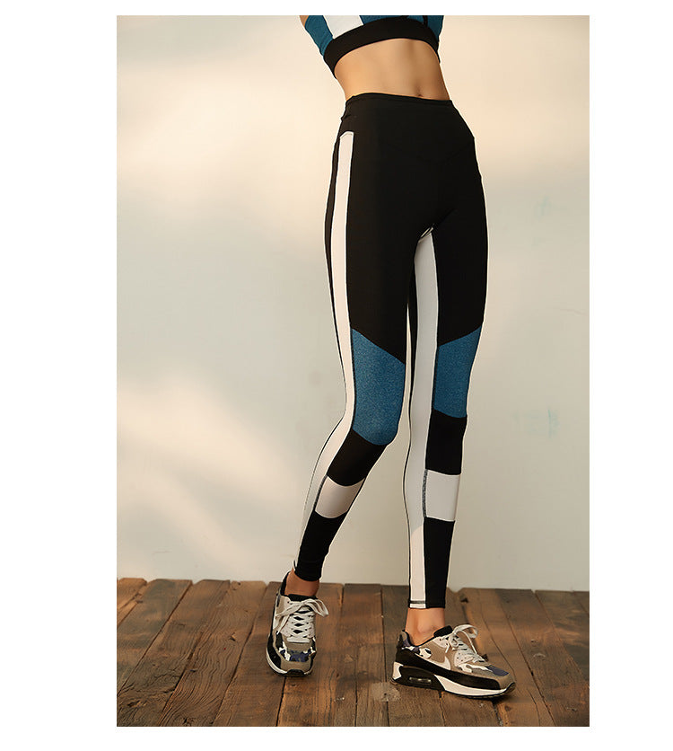 Tight Stretch Workout Pants Women Hip Lifting Sports Pants Stitching Design Yoga Training Pant Trousers - Iyanka