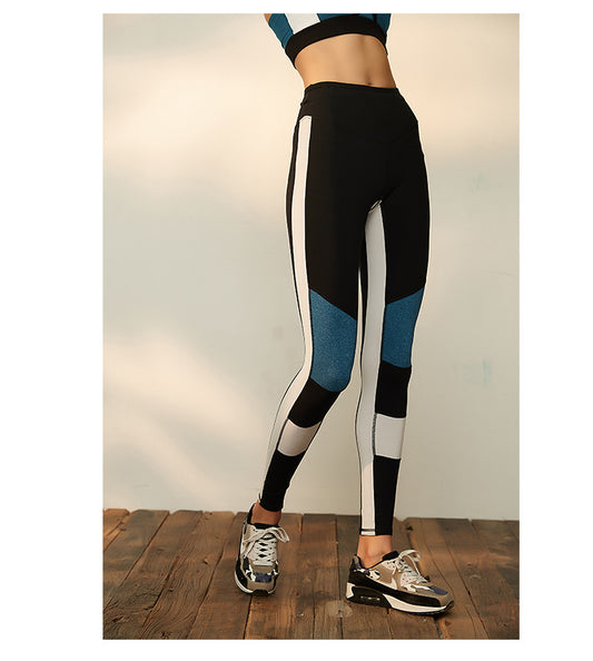 Tight Stretch Workout Pants Women Hip Lifting Sports Pants Stitching Design Yoga Training Pant Trousers - Iyanka