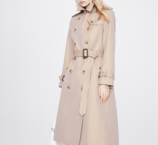 Autumn Trench Coat Women Long Trench Coat Popular Slim Fit Solid Color Non-Wrinkle Coat - Iyanka