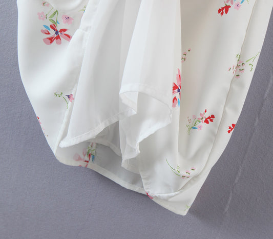 Summer Women Clothing Vintage Court French Square Collar Puff Sleeve Printing A-line Dress