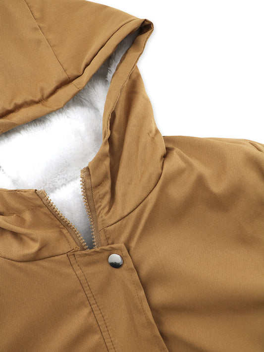 Women Explosive Fur Liner Hooded Zipper Coat Autumn Winter Warm Thickening Shell Jacket - Iyanka