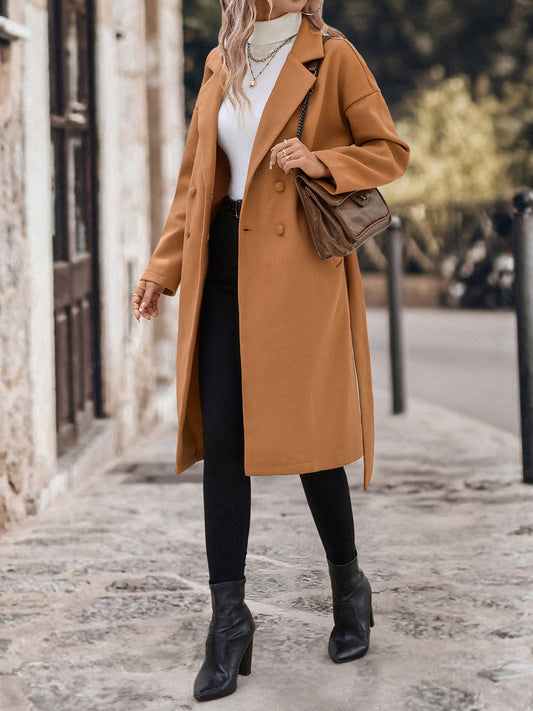 Autumn Winter Women Extended Solid Color Woolen Coat Women - Iyanka