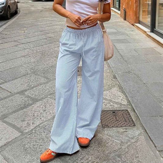 Simple Vacation Drawstring Trousers Pants Women Clothing Autumn Winter