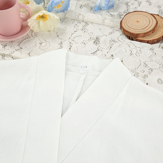 Summer Apricot Cotton Loose Cardigan Lace Up Long Sleeve Nightgown Casual Comfortable Bathrobe Women Homewear - Iyanka