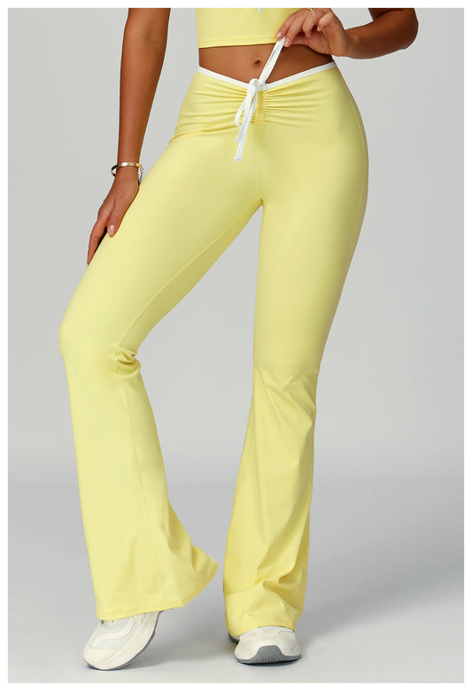 Contrast Color Binding Bell Bottom Pants Yoga Fitness Exercise Bootcut Trousers High Waist Slim Flare Pants Bell-Bottom Pants Women - Iyanka