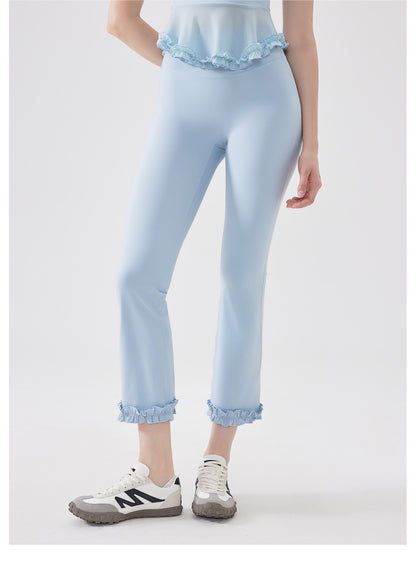 High Waist Lace Slimming Smoke Tube Cropped Pants Slim Fit Yoga Pants Women Hip Lifting Running Workout Pants Fitness Pants - Iyanka