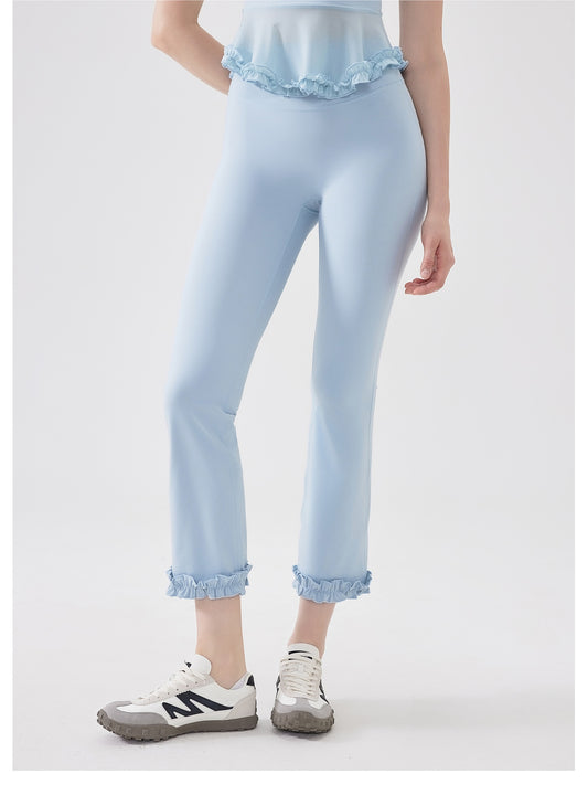 High Waist Lace Slimming Smoke Tube Cropped Pants Slim Fit Yoga Pants Women Hip Lifting Running Workout Pants Fitness Pants - Iyanka