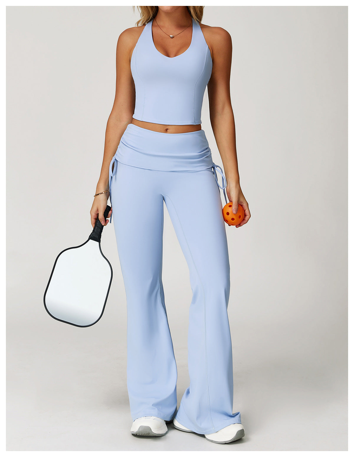 Folding High Waist Flared Pants Nude Feel Wide Leg Slimming Trousers Outdoor Running Fitness Sports Flared Pants - Iyanka